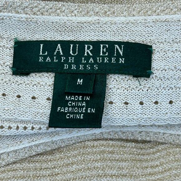 Lauren Ralph Lauren Stretch Pointelle-Knit Gold M Dress MSRP $295 - Picture 5 of 7